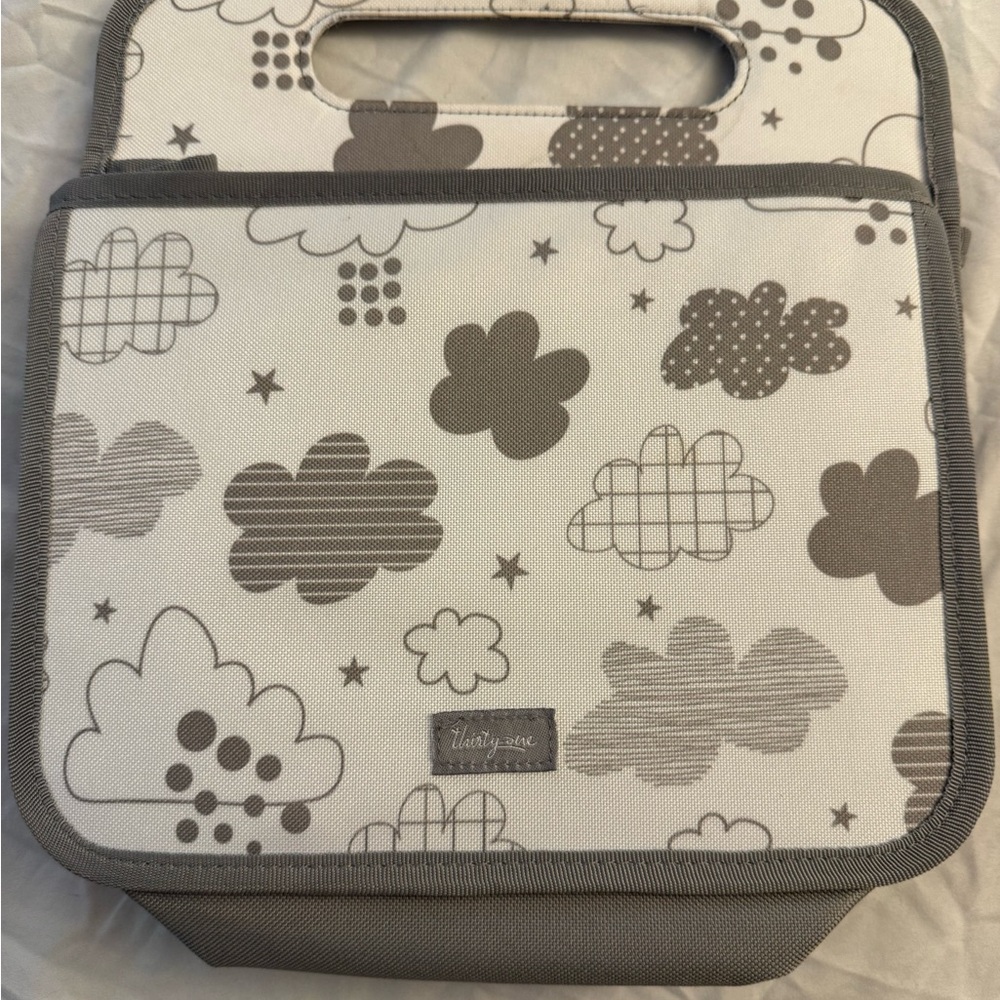 Thirty-one Double Duty Caddy Gray and White Cloud Pattern